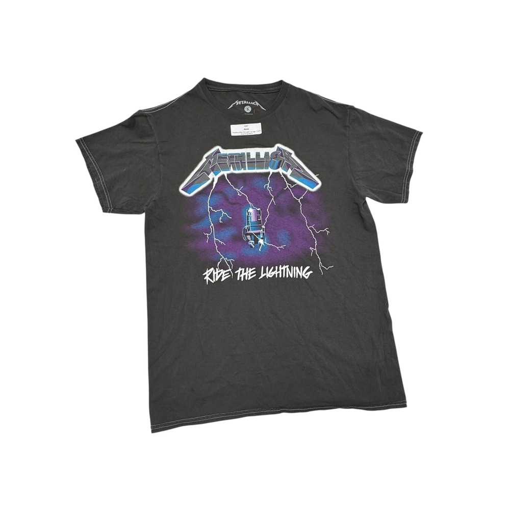 Metallica Ride the Lightning T-Shirt Mens Small Gray Excellent Band‎ Graphic Tee